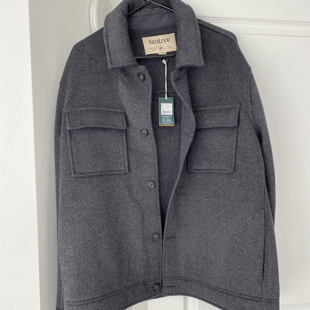 NWT Men’s Tentree Grey Wool Shirt Jacket